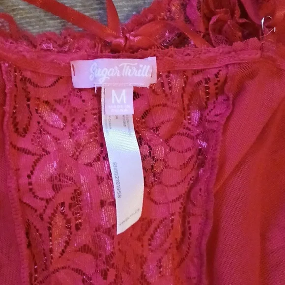 Sugar Thrillz Red Scarlet Lace Lingerie Size Medium - Picture 12 of 12